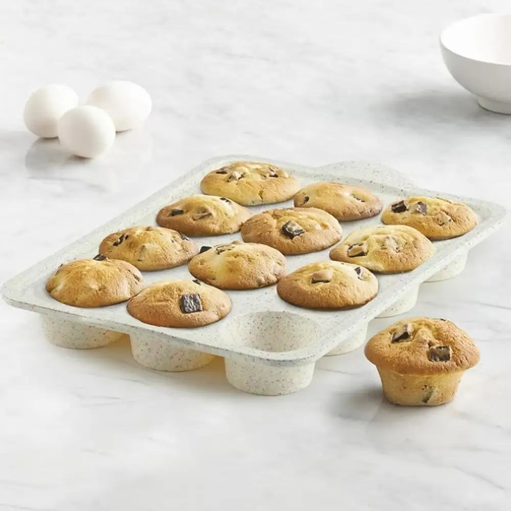 Nonstick Silicone Muffin Pan – 12-Cavity Cupcake Baking Mold