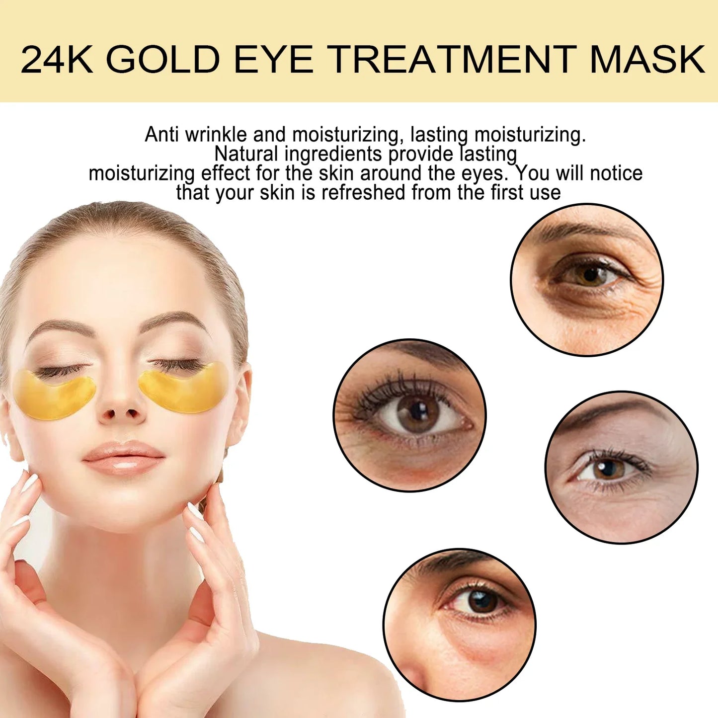 24K Gold Under Eye Patches – Firming, Hydrating 60-Pack