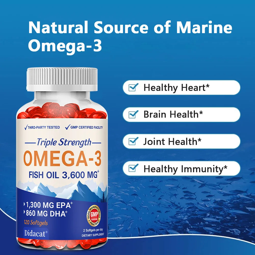 Omega 3 Fish Oil Capsules | High EPA & DHA | Brain Heart Joint