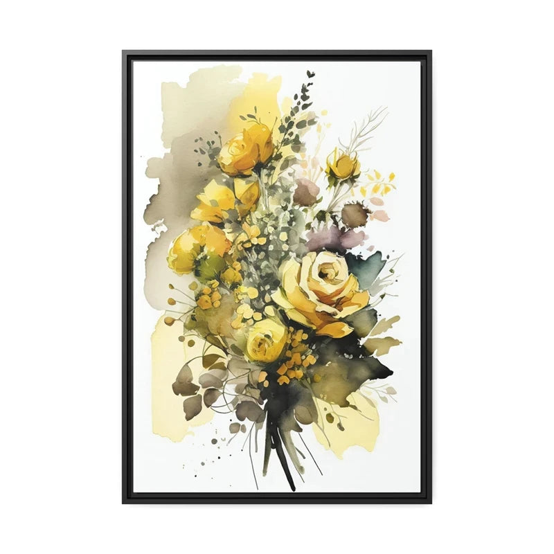 Colorful Flowers Watercolor Canvas Wall Art Print | Unframed