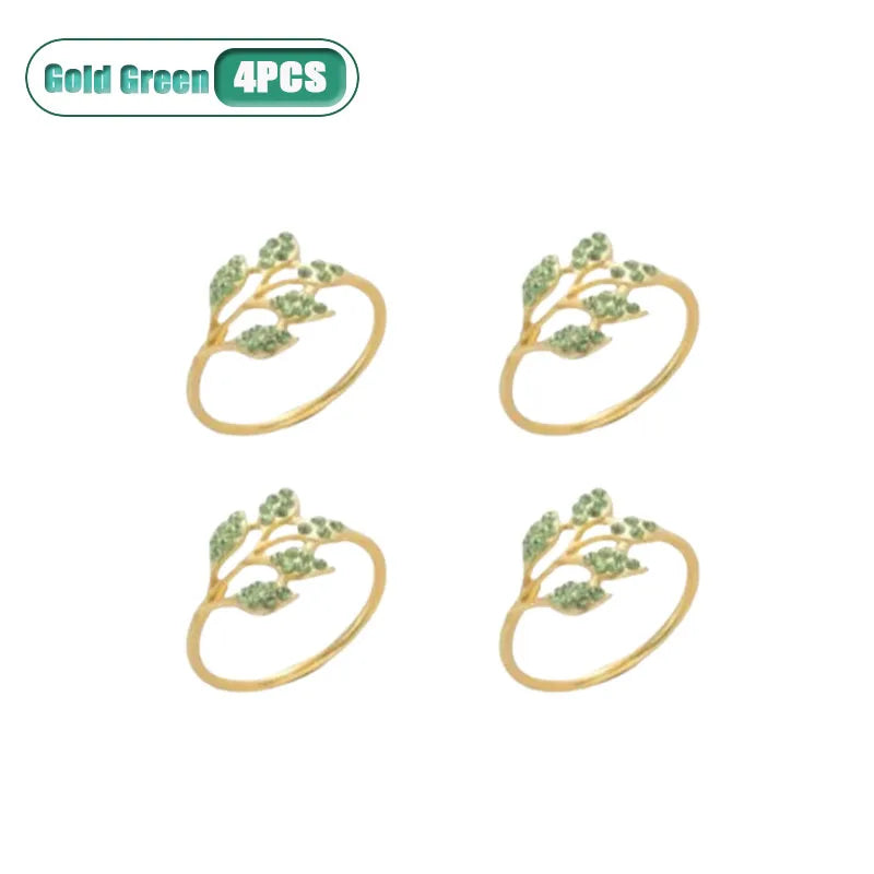 Metal Napkin Rings Green Leaf | Wedding & Party Table Decor