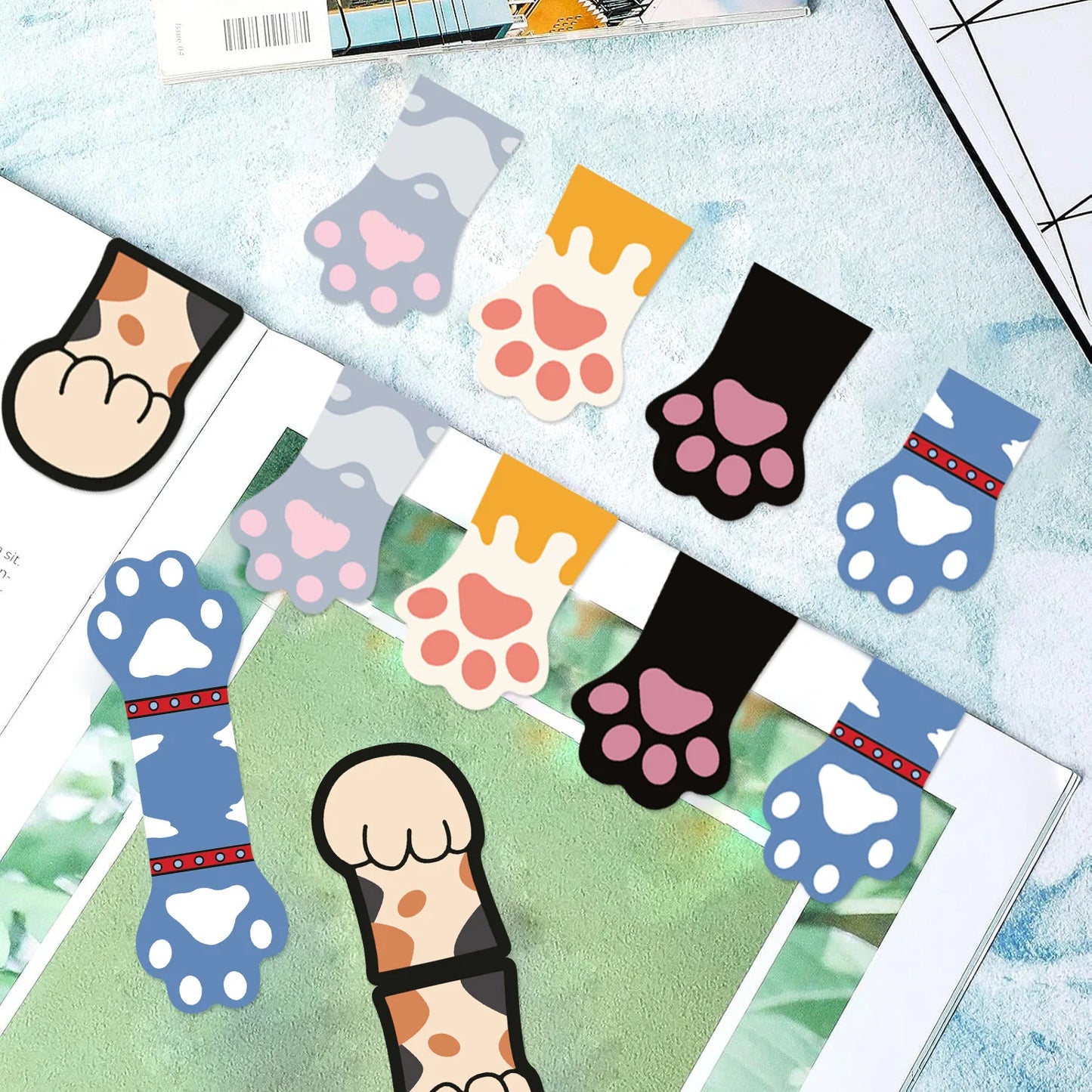 Magnetic Bookmark Adorable Cartoon Cat Paw Cloud Design Foldable