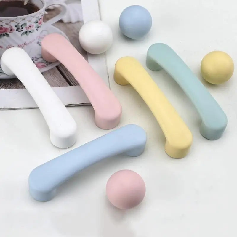 1pc Children's Furniture Handles Nordic Ceramic Children Room Cabinet Handles Macaron Colorful Round Drawer Knobs And Pulls Peaceful Pleasures Health and Wellness