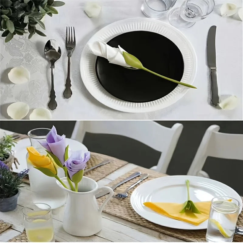 2 Green Floral Napkin Holders Rose Fold Tool Flower Romantic Table