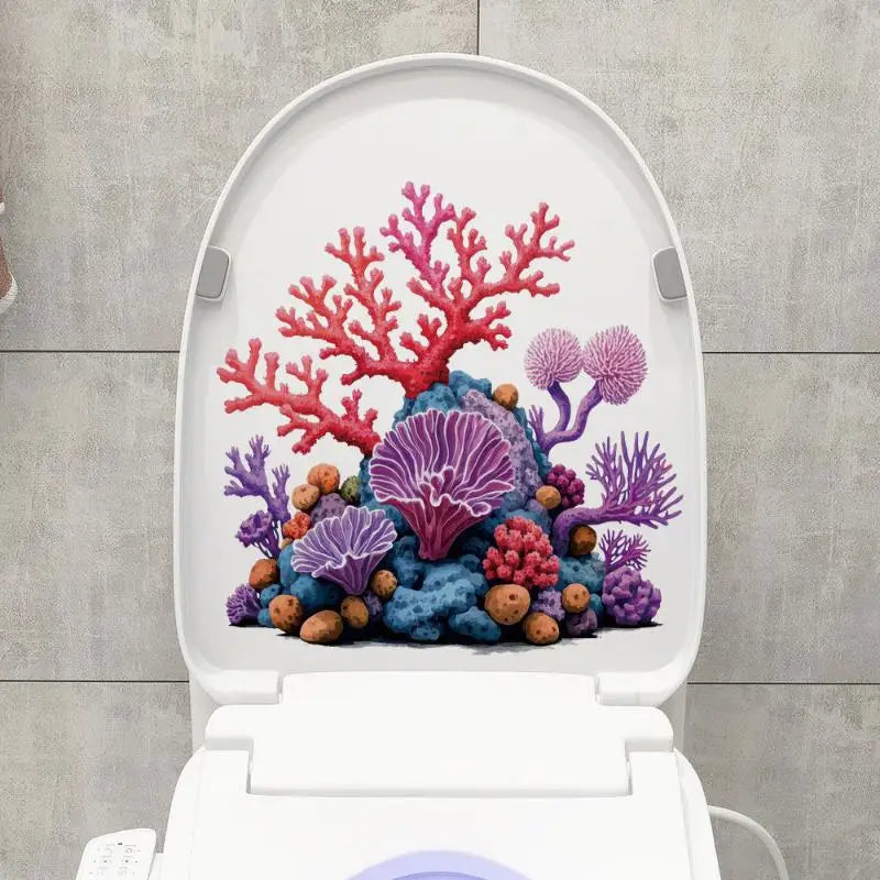 Ocean Toilet Sticker – Waterproof Seashell & Starfish Bathroom Decal