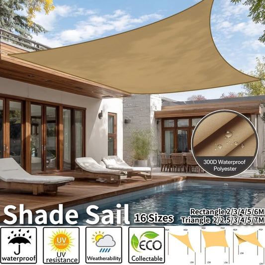 Sun Shade Sail Triangle Rectangle Waterproof Canopy 95% UV Block Awning Sunscreen with Ropes for Outdoor Patio Garden Pool Cover Peaceful Pleasures Health and Wellness
