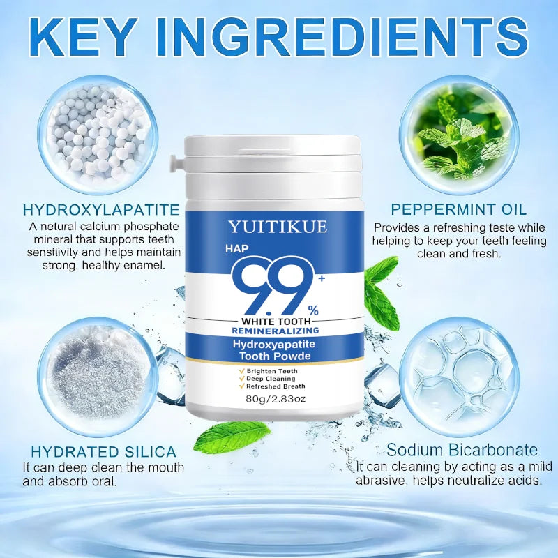 Yuitikue 99% HAP Hydroxyapatite Tooth Powder, Remineralizing Teeth Whitening Powder for Deep Cleaning & Fresh Breath, 80g Peaceful Pleasures Health and Wellness