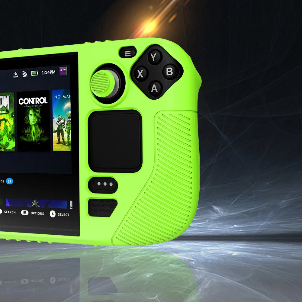 Suitable for Steam Deck Handheld Game Console Silicone Protective Case and 4PCS Button Dust Covers Non-slip Dust-proof Anti-fall Peaceful Pleasures Health and Wellness