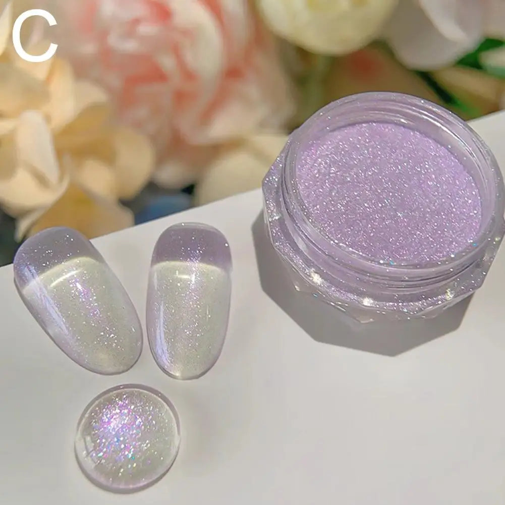 Pearl Effect Nail Powders Mirror Aurora Chrome Mermaid Nails Art Powder Rainbow AB Magic Mirror Pearl Shell Powder Supplies Peaceful Pleasures Health and Wellness purple