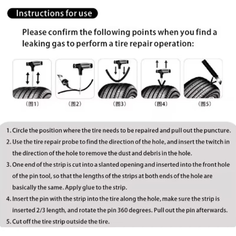 Auto Tire Repair Set Puncture Repair Tools Car Van Motorcycle Bike Emergency Heavy D Uty Tubeless Tire Repair Rivet Set Peaceful Pleasures Health and Wellness
