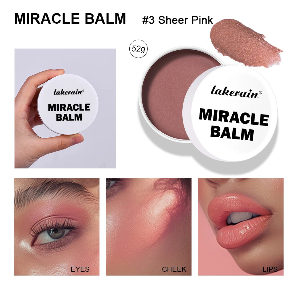 Miracle Balm Multi Glow Balm Cream Blush for Cheeks Blush Balm Face Makeup Radiant Finish Hydrating Creamy Lightweight Cosmetic Peaceful Pleasures Health and Wellness 3Sheer pink