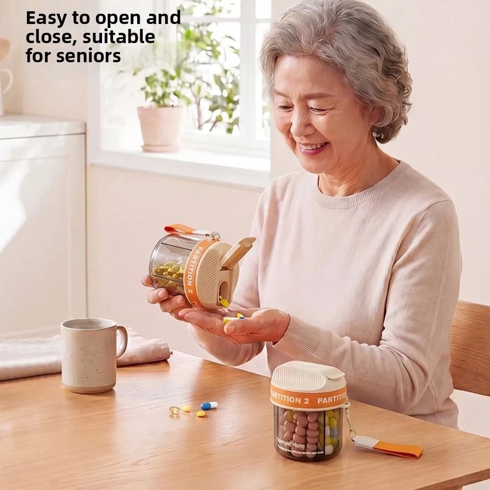 Portable 4-Compartment Pill Organizer | Travel Pill Case