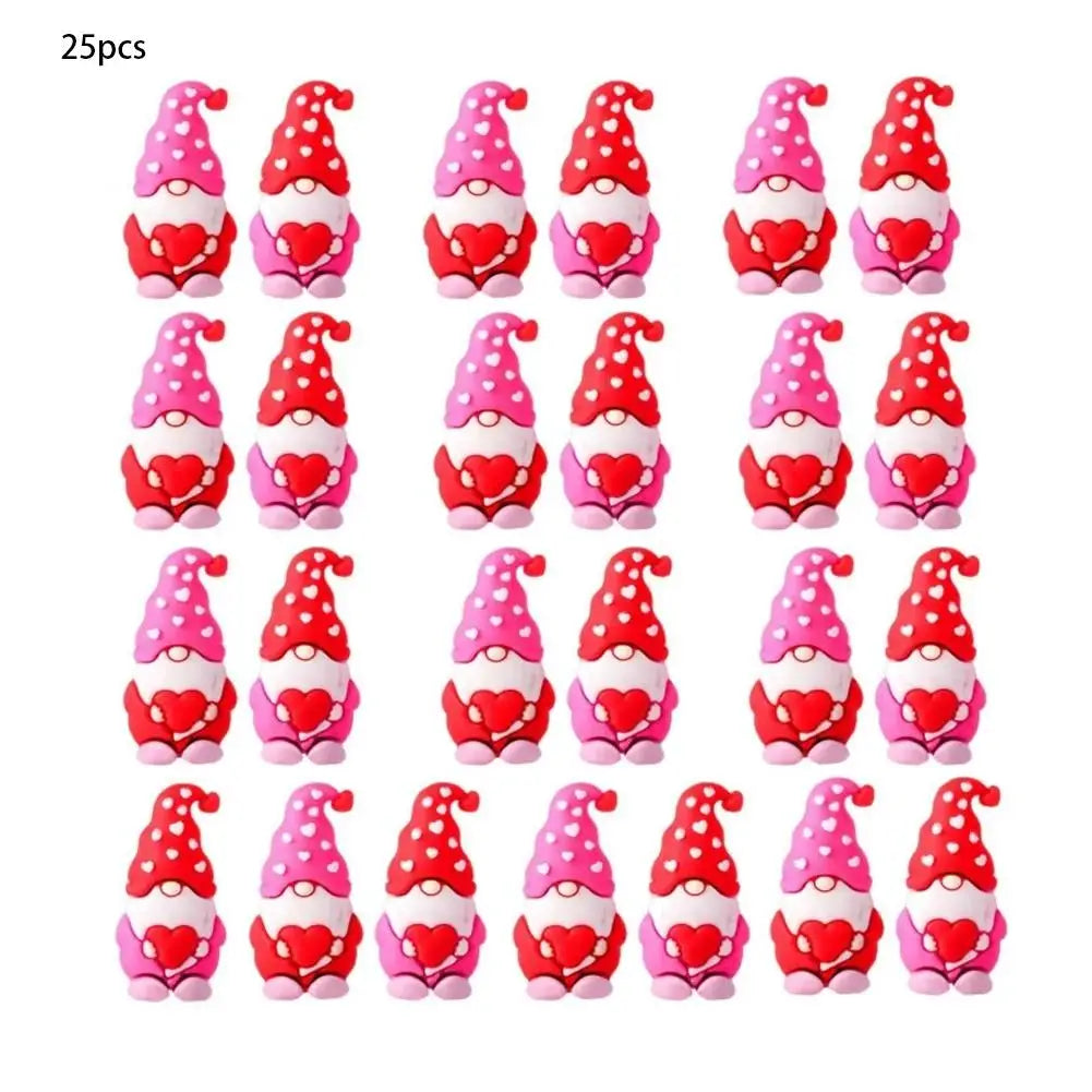 Heart Gnome Valentine Mini Figurines | Cute Décor Set 15–50 Pcs