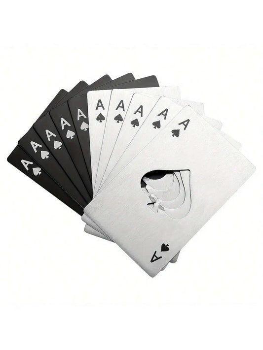 10-Pack Ace of Spades Poker Card Bottle Opener – Party Favors Bottle Opener Set Peaceful Pleasures Health and Wellness 5 black and 5 silver