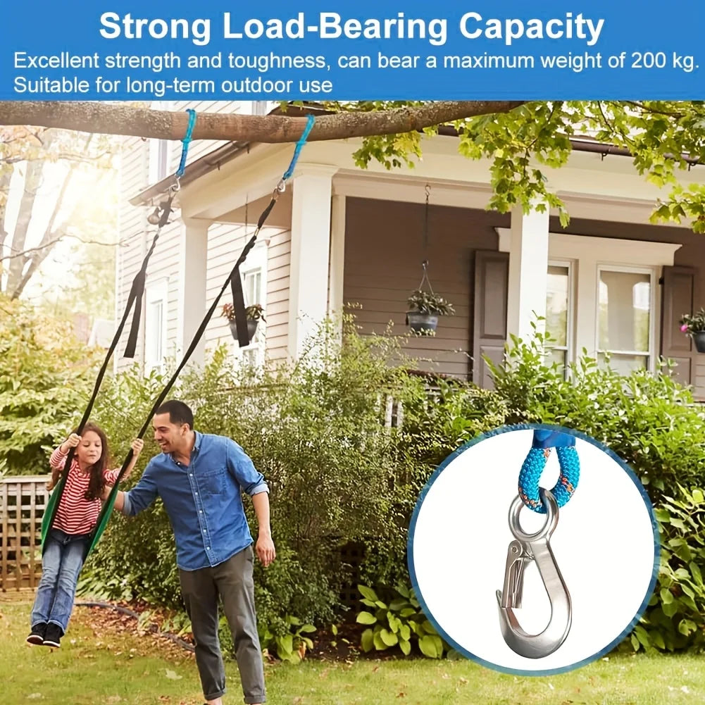 Heavy Duty Nylon Sling with Metal Hook - Wear-resistant - Suitable for Outdoor Hammocks, Tree Swings, and Patio Chairs Peaceful Pleasures Health and Wellness