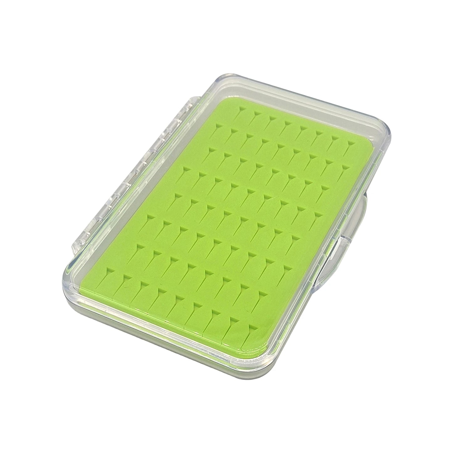 Acrylic Fly Fishing Box With Silicone Slots Durable Green Compact Design For Outdoor Use Peaceful Pleasures Health and Wellness Small slim 68 slots
