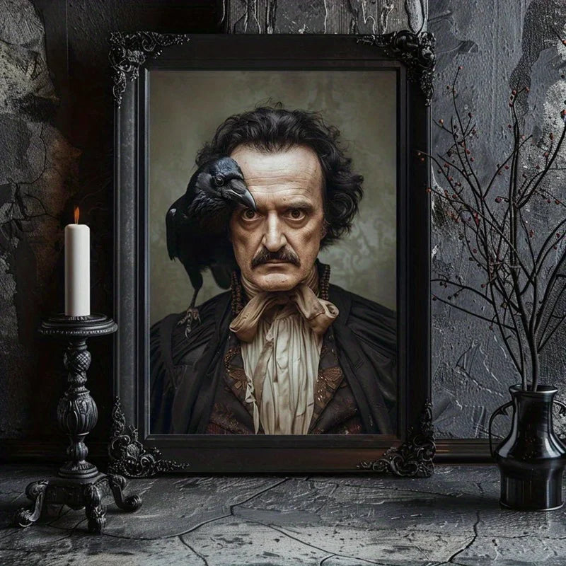 Edgar Allan Poe Poster Gothic Styles Victorian Raven Dark Academy Canvas Painting Retro Library Wall Art Living Room Home Decor Peaceful Pleasures Health and Wellness