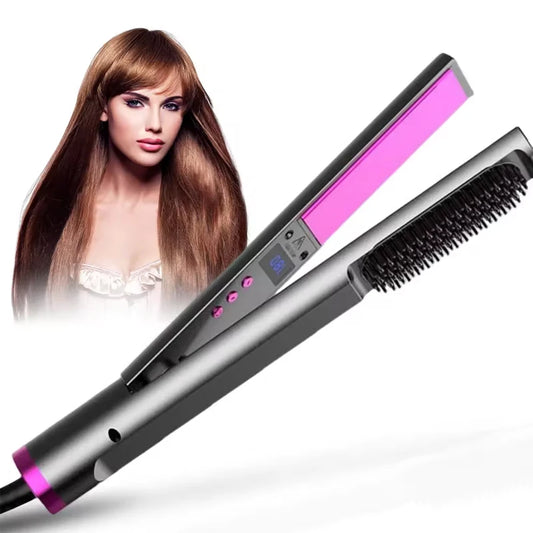 Double Negative Ion 3 in 1 Hair Straightener Straight Straightening Combo Curler Brush Fast Heating Hair Curling Irons Peaceful Pleasures Health and Wellness