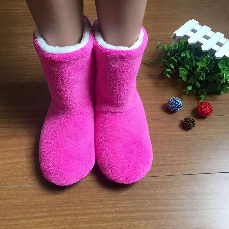 Women's Plush Sock Boots – Warm Furry Indoor Slippers