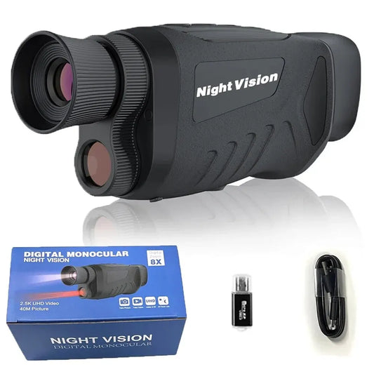 Digital Night-Vision Monocular 40MP 2.5K Infrared Telescope 984ft Night-Vision Distance 6X Optical Magnification 8X Digital Zoom Peaceful Pleasures Health and Wellness