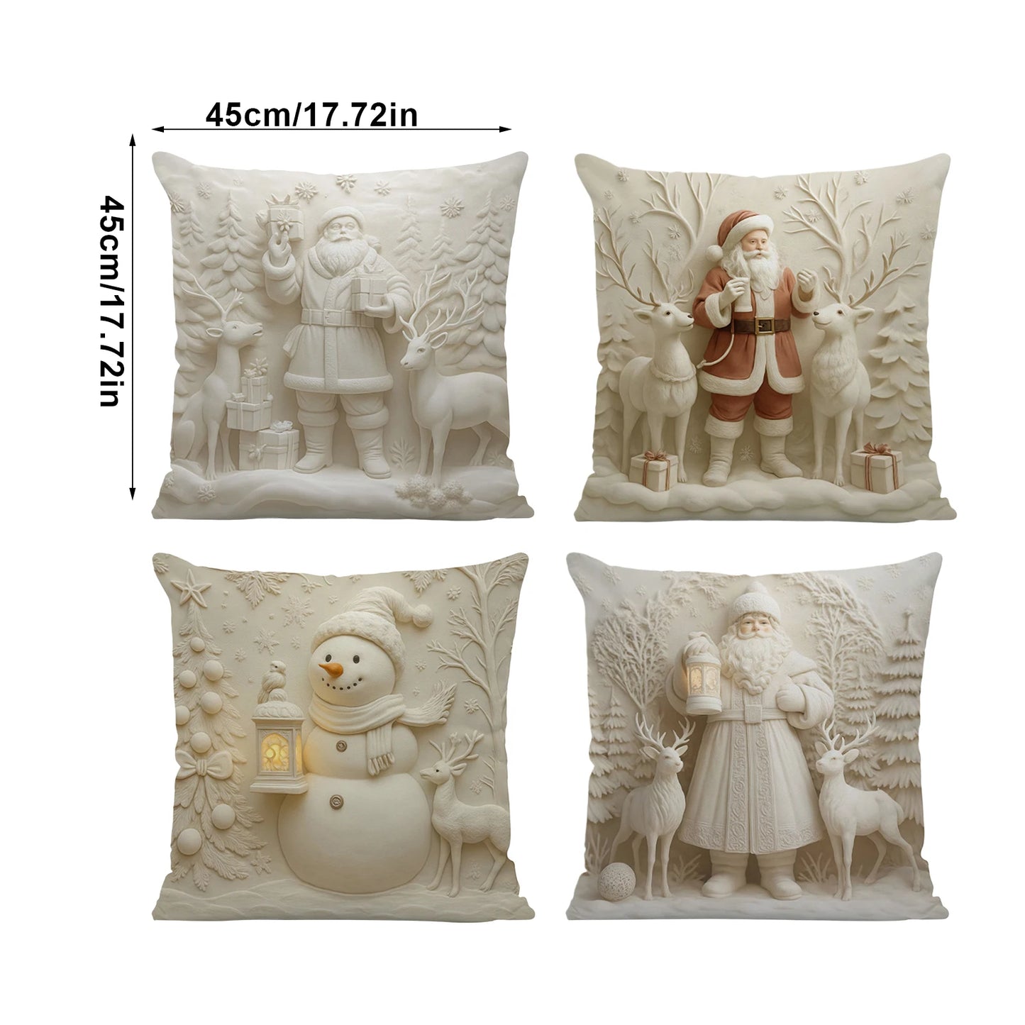 4-Pack Christmas Pillow Covers 17.7" | Festive Holiday Décor