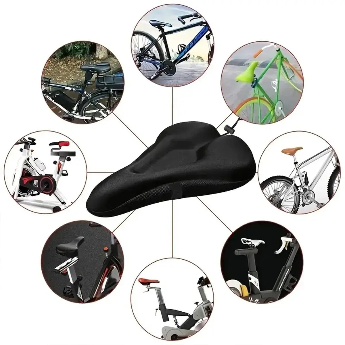 Gel Padded Bike Seat Cushion, Soft Gel Pad Bicycle Saddle Cover for Men & Women, Indoor Outdoor Cycling Comfort Accessory Peaceful Pleasures Health and Wellness