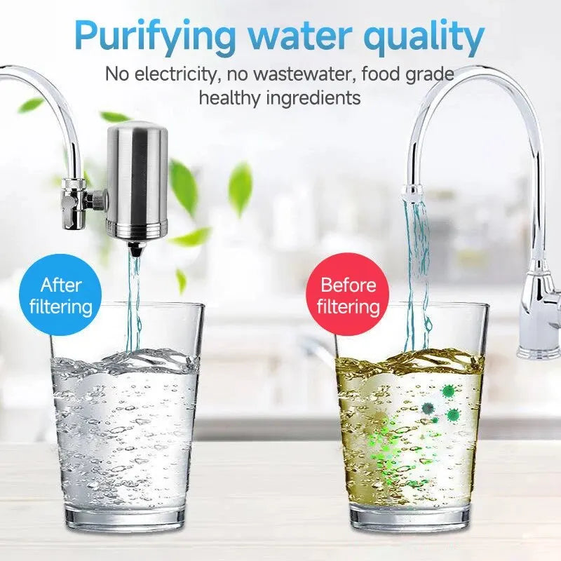 Stainless Steel Faucet Water Filter – Tap Pre-Filter Purifier