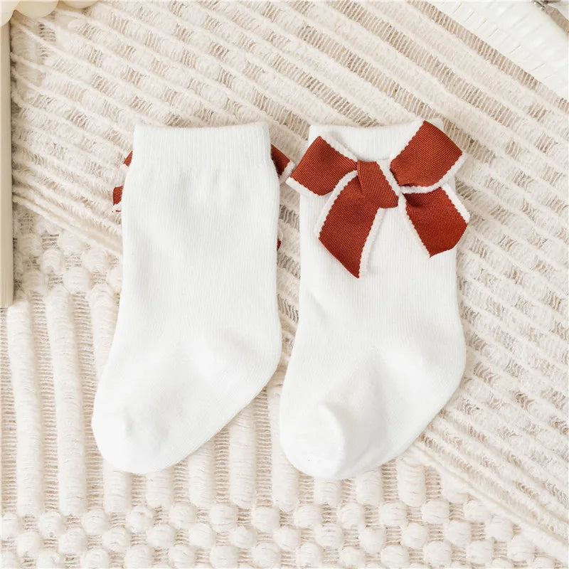 Baby Girls Cotton Bow Socks | Princess Style | Ages 0–5