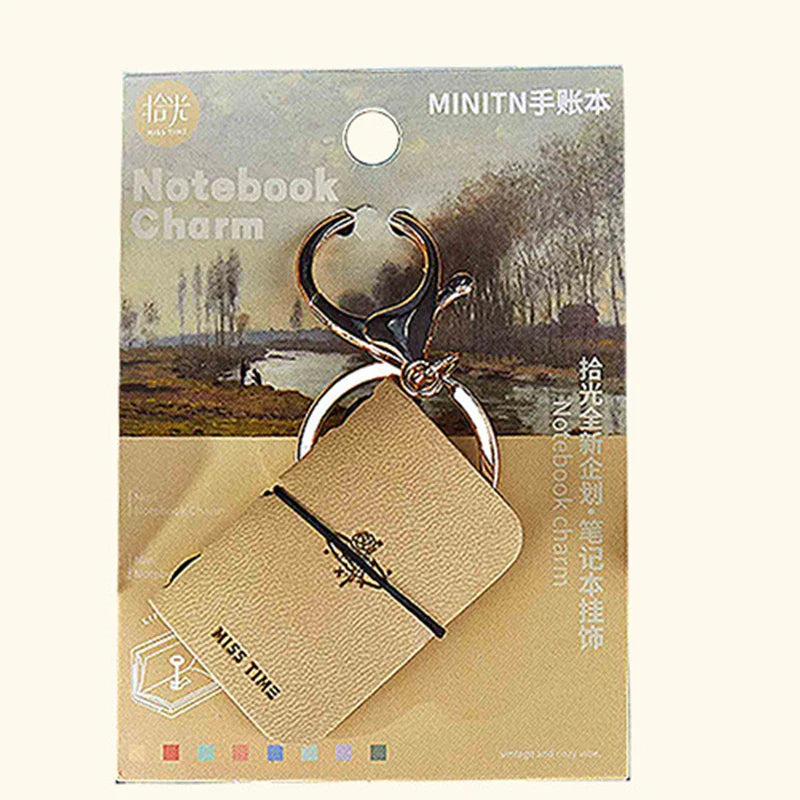 PU Leather Mini Notebook Keychain – Portable Diary Backpack Charm