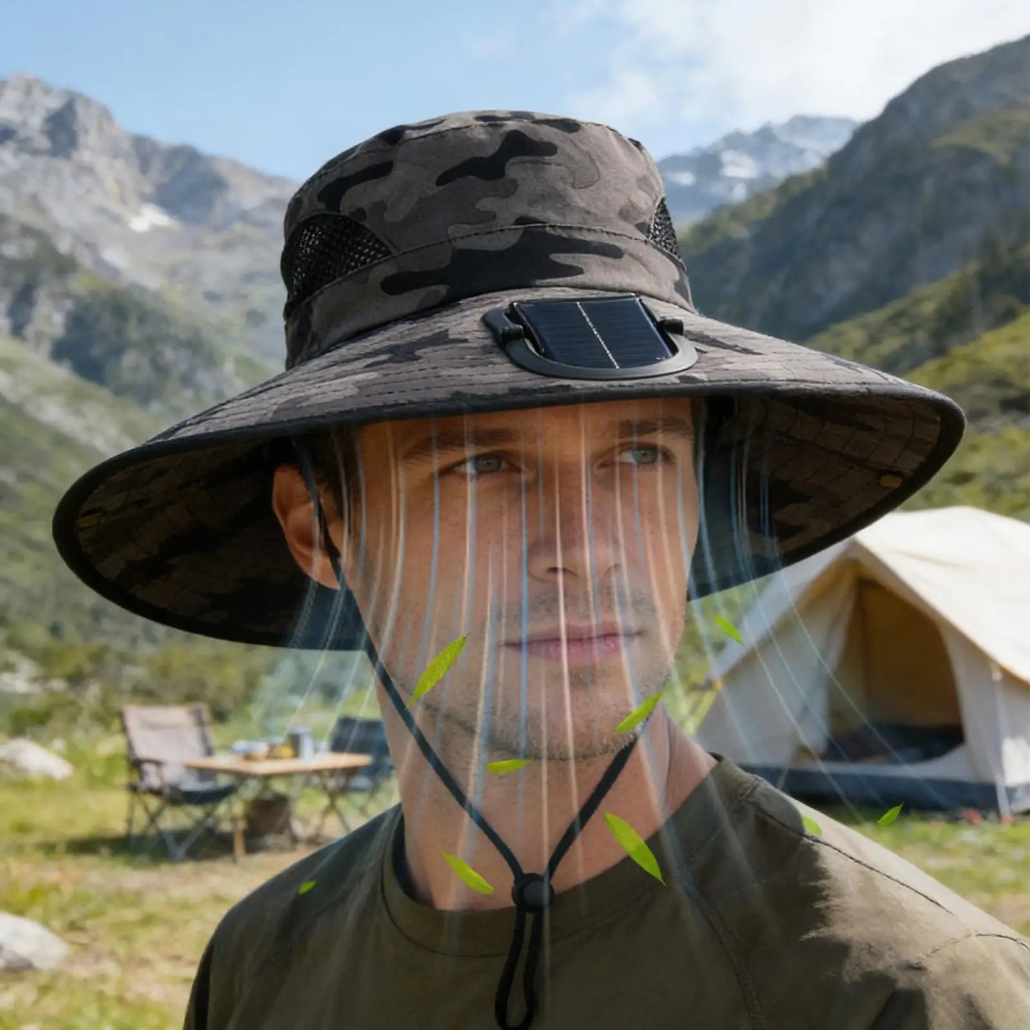 Solar Fan Fishing Hat – Wide Brim Sun Cap for Outdoors