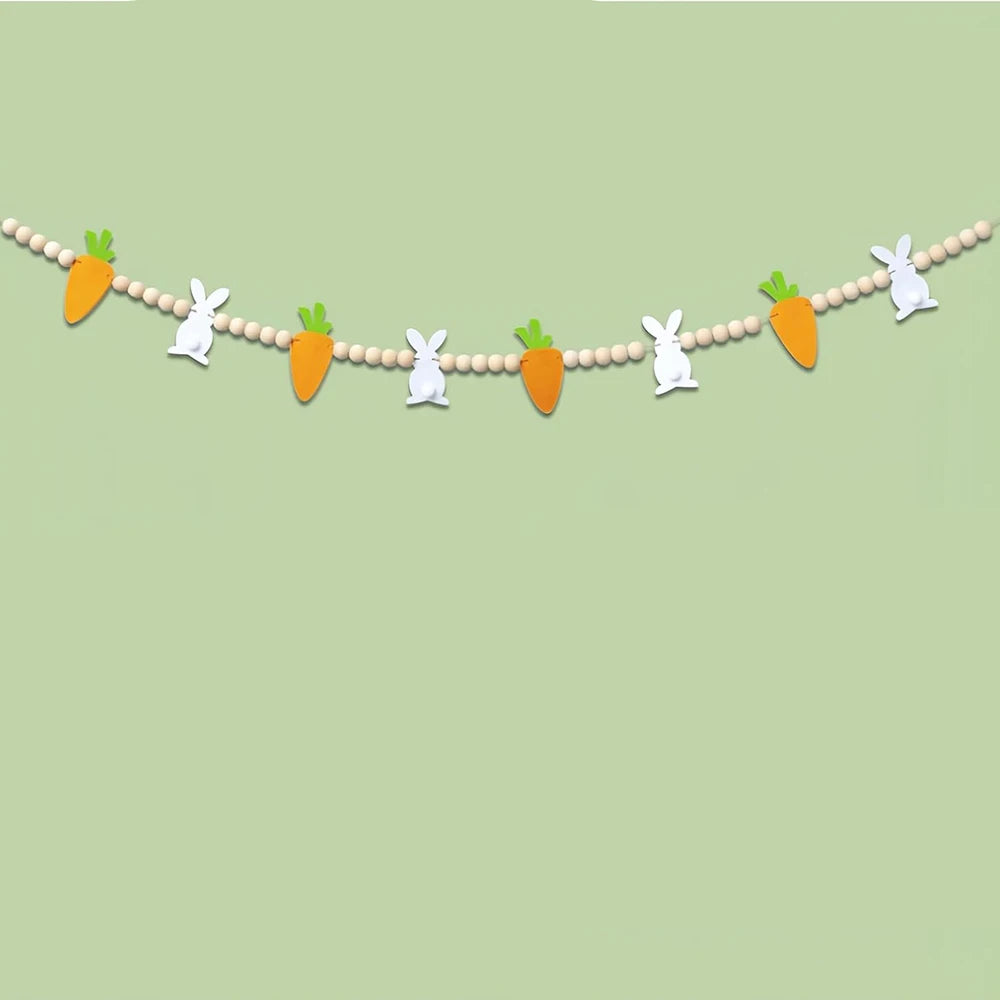 Easter Bunny Carrot Garland Banner | Farmhouse Wall Décor Easter Garland Banner Peaceful Pleasures Health and Wellness banner