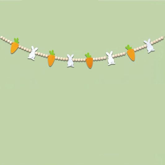 Easter Bunny Carrot Garland Banner | Farmhouse Wall Décor Easter Garland Banner Peaceful Pleasures Health and Wellness banner