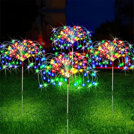 Solar LED Firework Fairy Lights – Outdoor Garden Stake Decor Solar Garden Light Peaceful Pleasures Health and Wellness RGB-2pcs