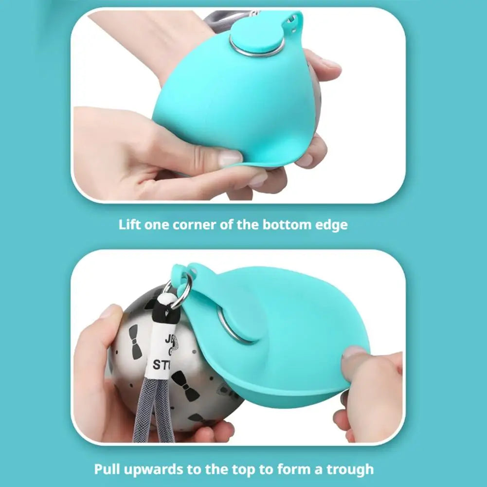 Brand Dogs Cats Outdoor Portable Water Cup 285ml 304 Stainless Steel Pet Feeder Dog Walking Integrated Folding Ball Water Bottle Peaceful Pleasures Health and Wellness