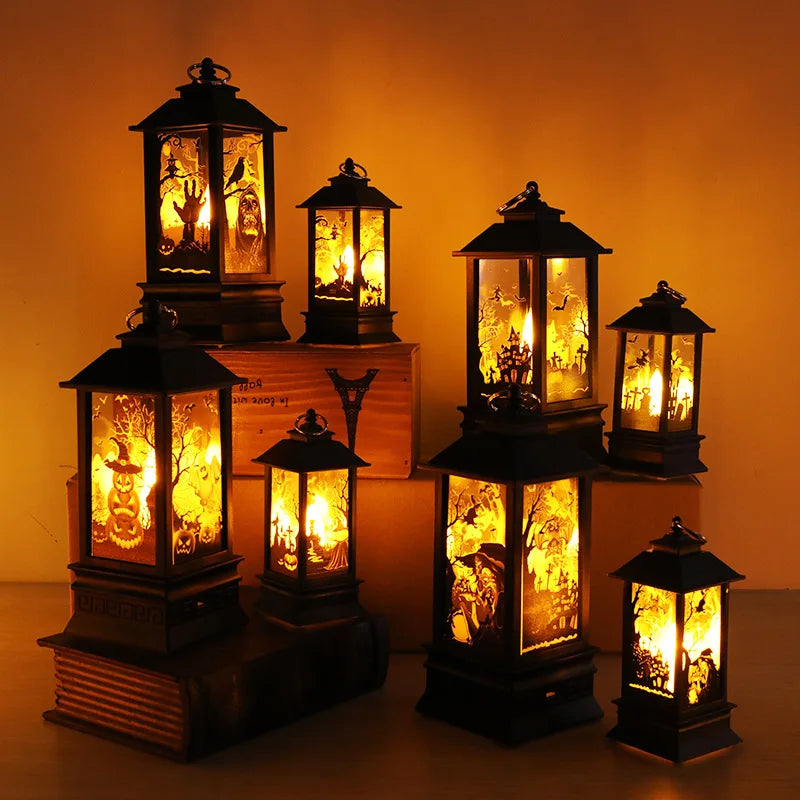 Halloween Pumpkin Castle Decorative Lamp Simulated Flame LED Light Small Hand Lantern For Holiday Outdoor Bar Garden Decoration Peaceful Pleasures Health and Wellness