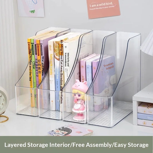 Modern Transparent Acrylic Bookend Desk Organizer for Student Dorm Lightweight Stackable Clear File Holder Desk Organization Peaceful Pleasures Health and Wellness