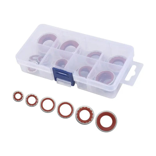 60-Pc A/C Compressor Gasket & Seal Washer Kit – 6 Sizes AC Gasket Seal Kit Peaceful Pleasures Health and Wellness Red