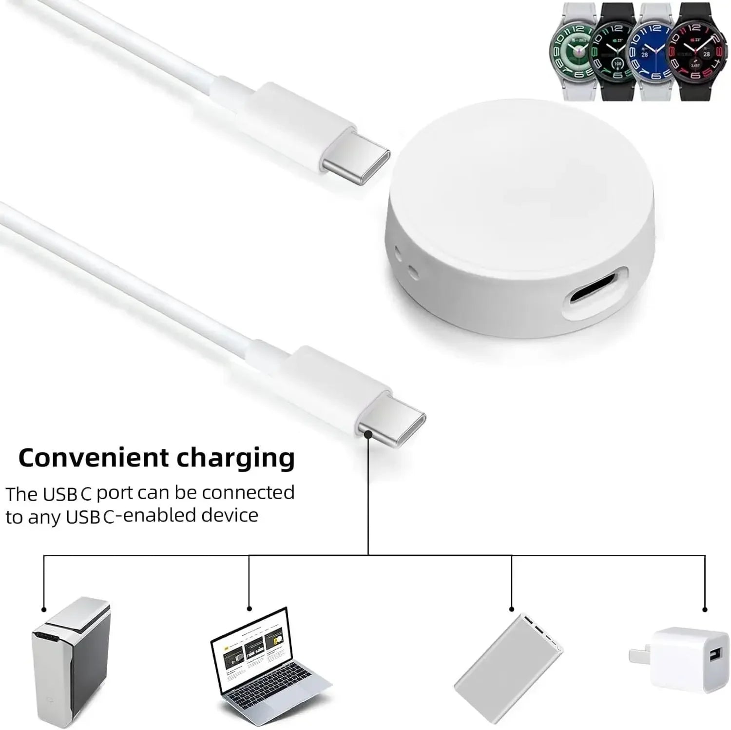 For Samsung Watch 7 Wireless Magnetic Charger Type C Port Dock Charging for Galaxy Watch 7 6 5 4 3 Ultra Peaceful Pleasures Health and Wellness