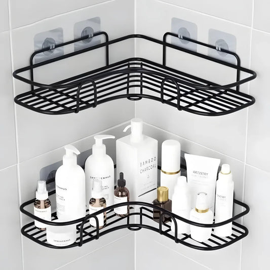 No-Drill Metal Corner Shower Shelf | Bathroom Wall Organizer Bathroom Corner Shelf Oasis Select
