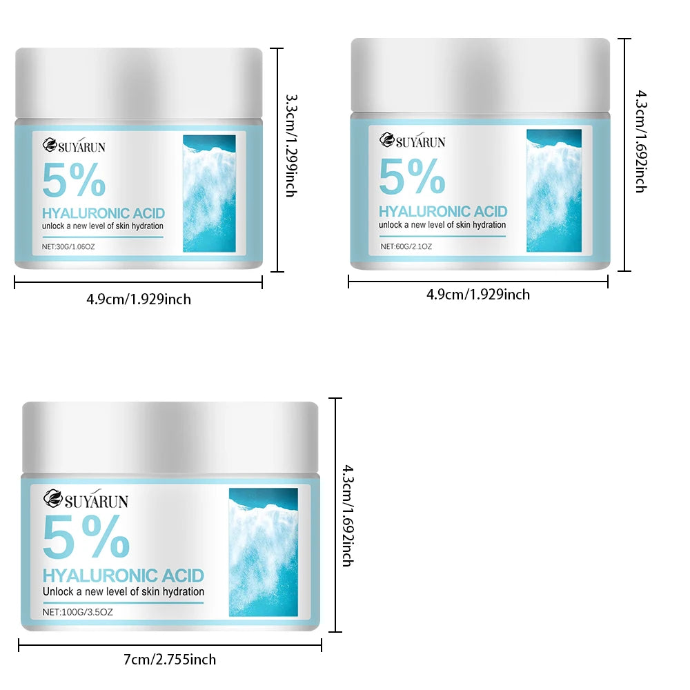 SUYARUN Hyaluronic Acid 5%, Face Cream, Dry Skin, Anti-Aging, Moisturizer, Deep Hydration, Anti-Wrinkle, Firming, Women & Men. Peaceful Pleasures Health and Wellness