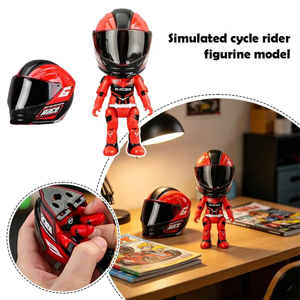 1:12 Articulated Motorcycle Rider Figure | Detachable Helmet