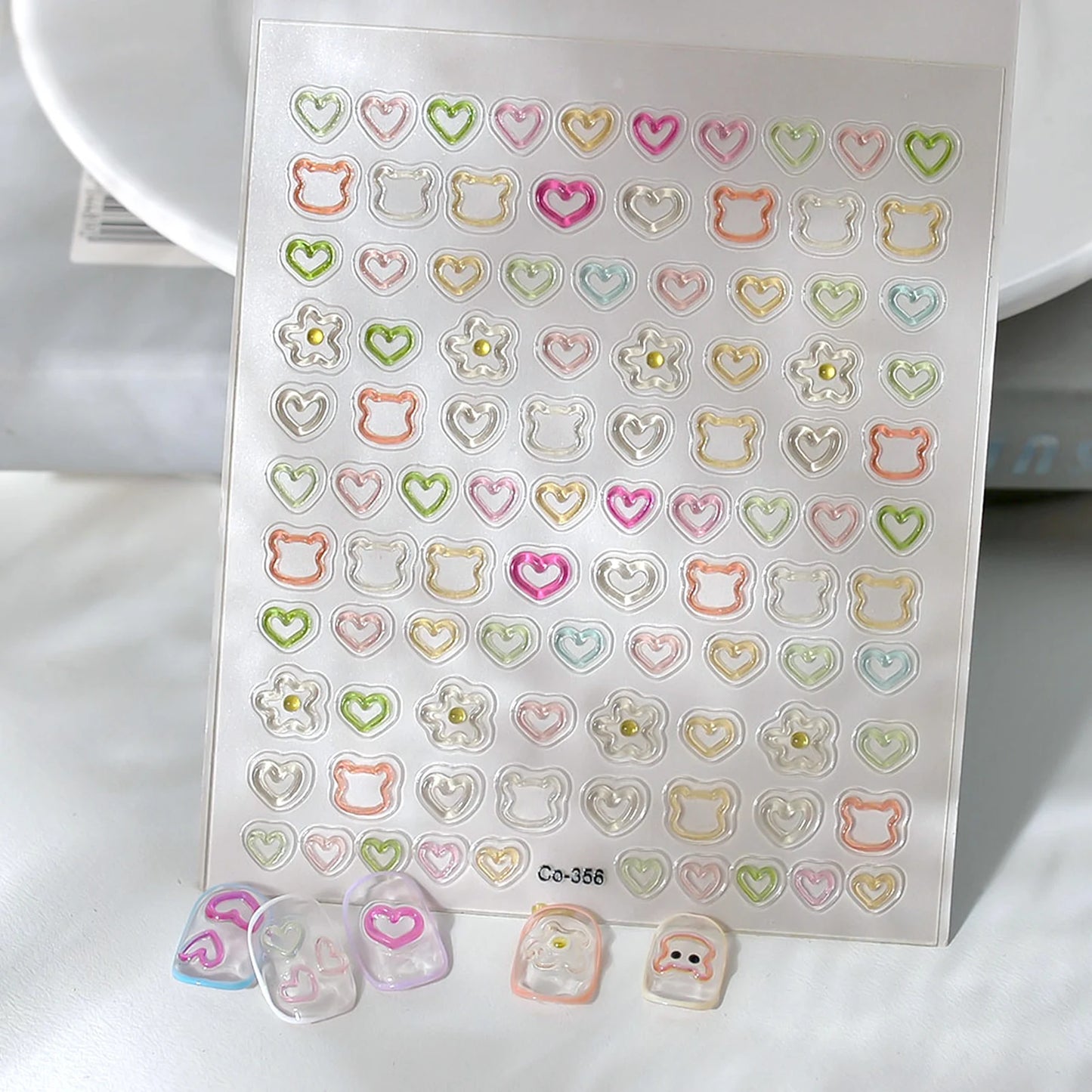 3D Nail Art Stickers – Hollow Love & Bear Embossed Decals