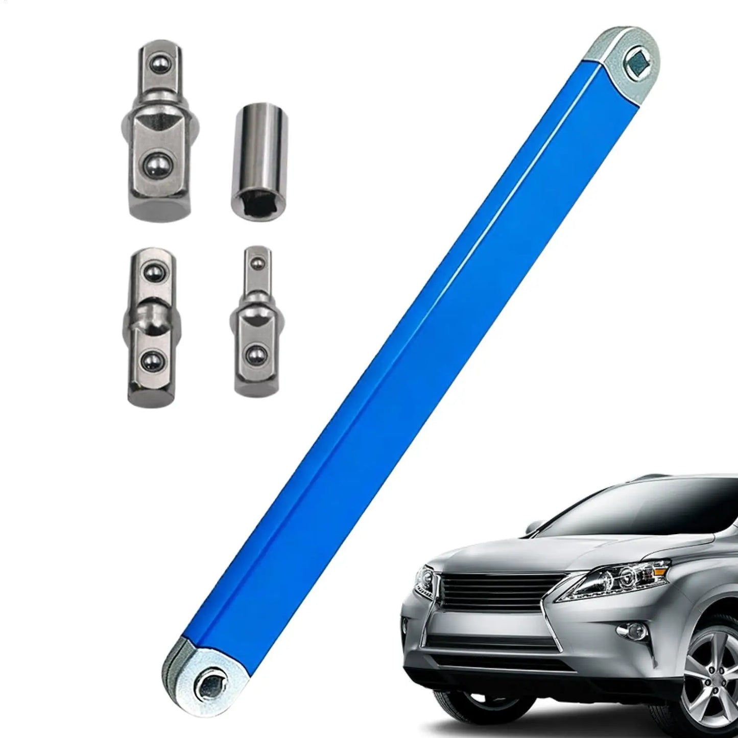 3/8" Heavy-Duty Ratchet Extension Wrench with 4 Adapters