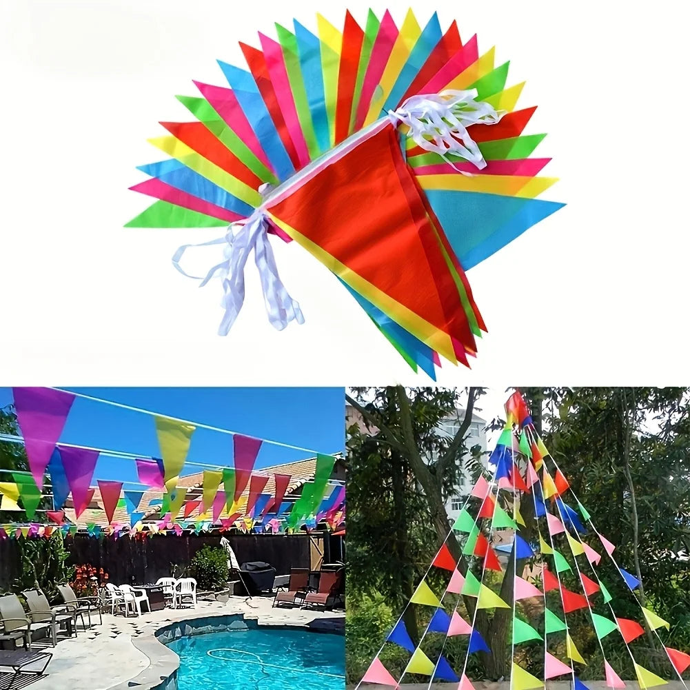 Colorful Triangle Pennant Banner Flags – Party Garland Bulk Pack Party Pennant Flags Peaceful Pleasures Health and Wellness