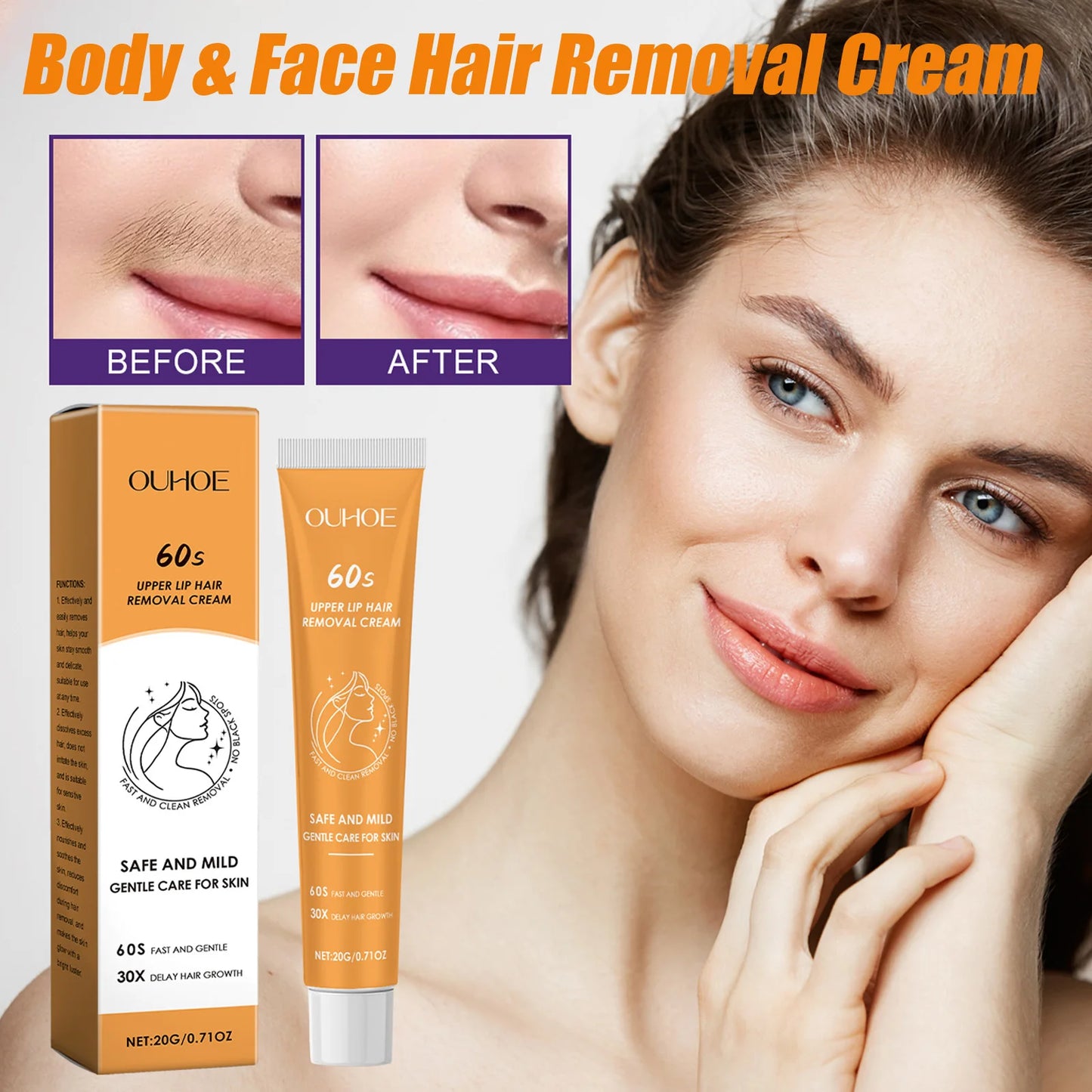 Painless Hair Removal Cream – Face, Legs & Body