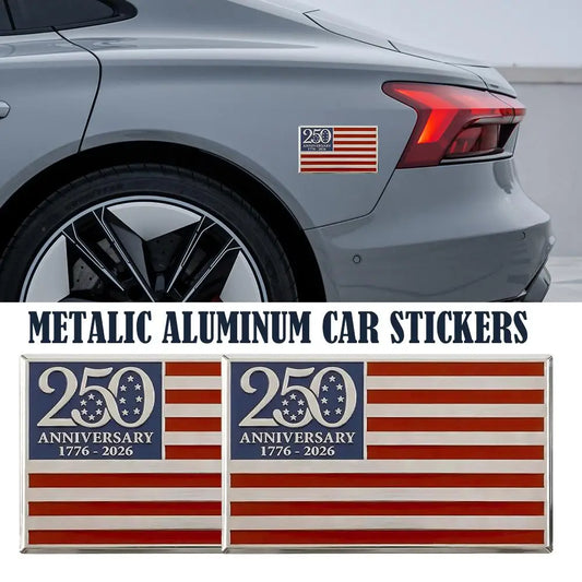 US 250 Metal Flag Car Decal 1776-2026 Patriotic Metal Emblem Badge for Pickup Trucks SUV Rv Cars Auto Vehicle Garage Decor Gift Peaceful Pleasures Health and Wellness