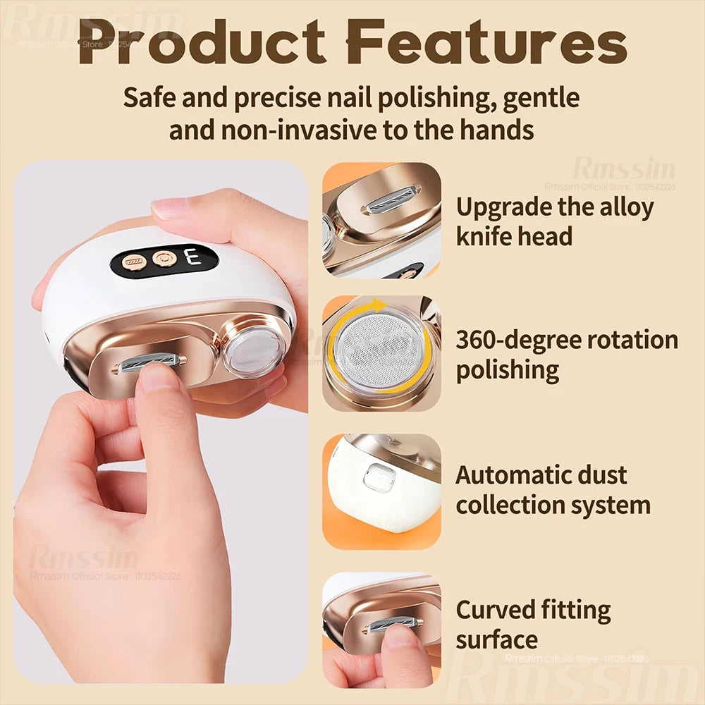 Upgraded 3 in 1 Multi-functional Electric Nail Trimmer 3 Speed Control Automatic Polished Trimmer Nail Clipper with LED Lighting Peaceful Pleasures Health and Wellness