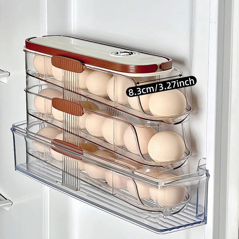 1 Pcs Egg Storage Box Automatic Rolling Refrigerator Egg Rack Storage Hand-held Egg Refrigerator Side Door Storage Rack Peaceful Pleasures Health and Wellness