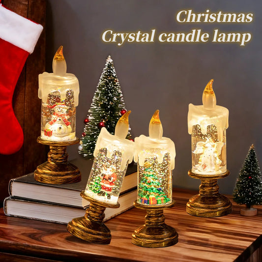 Creative Flameless LED Candle Light Christmas Room Decoration Candle Light Gift Battery Powered Candlestick Lamp Ornaments Light Peaceful Pleasures Health and Wellness