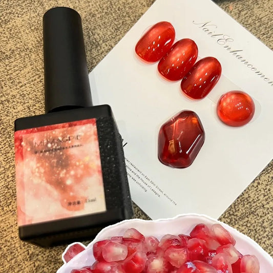 Pomegranate Red Cat Eye Magnetic Gel Polish | Glass Finish Magnetic Gel Polish Peaceful Pleasures Health and Wellness